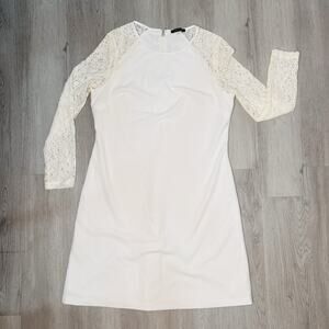 Short White Tommy Hilfiger Dress With Long Lace Floral Sleeves